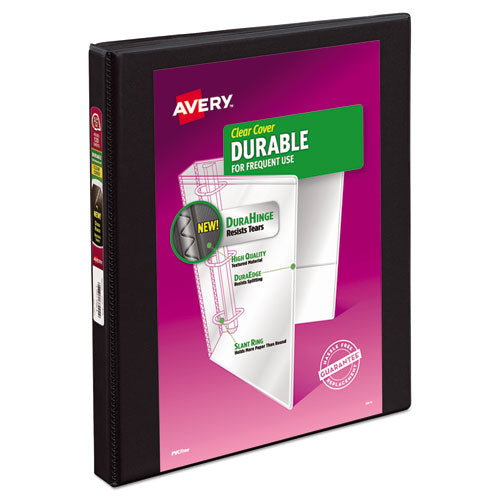 Durable View Binder with DuraHinge and Slant Rings, 3 Rings, 0.5" Capacity, 11 x 8.5, Black-(AVE17001)