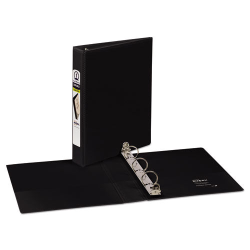 Mini Size Durable View Binder with Round Rings, 3 Rings, 1" Capacity, 8.5 x 5.5, Black-(AVE17167)