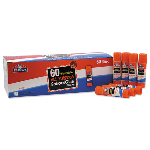 Washable School Glue Sticks, 0.24 oz, Applies and Dries Clear, 60/Box-(EPIE501)