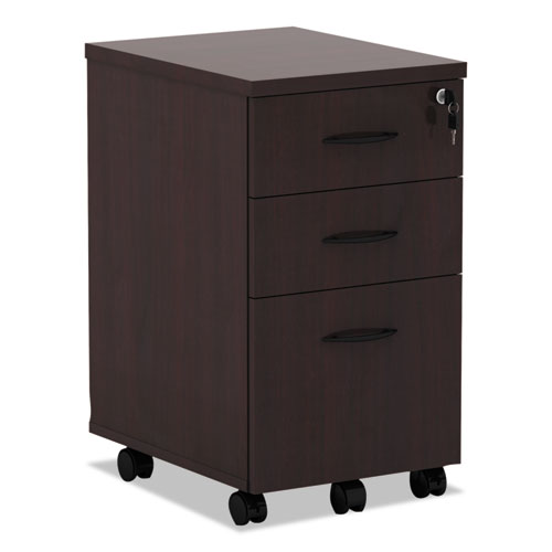 Alera Valencia Series Mobile Pedestal File, Left/Right, 3-Drawers: Box/Box/File, Legal/Letter, Mahogany, 15.88 x 20.5 x 28.38-(ALEVA572816MY)