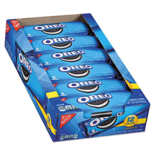 Oreo Cookies Single Serve Packs, Chocolate, 2.4 oz Pack, 6 Cookies/Pack, 12 Packs/Box-(CDB00470)