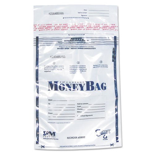 Tamper-Evident Deposit Bag, Plastic, 9 x 12, Clear, 100/Pack-(ICX94190069)