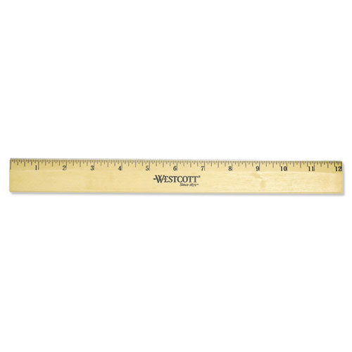 Wood Ruler with Single Metal Edge, Standard, 12" Long-(ACM05011)