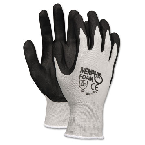 Economy Foam Nitrile Gloves, Large, Gray/Black, 12 Pairs-(CRW9673L)