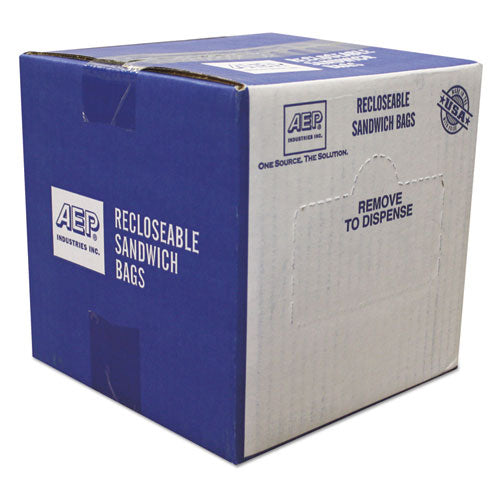Recloseable Zipper Seal Sandwich Bags, 1.15 mil, 6.5" x 5.88", Clear, 500/Box-(WBIZIP1SS500)
