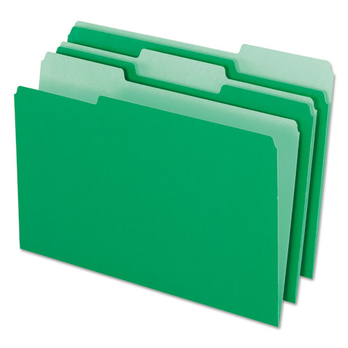 Interior File Folders, 1/3-Cut Tabs: Assorted, Legal Size, Green, 100/Box-(PFX435013BGR)