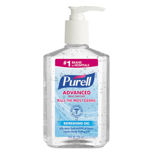 Advanced Refreshing Gel Hand Sanitizer, 8 oz Pump Bottle, Clean Scent, 12/Carton-(GOJ965212CT)