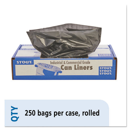 Total Recycled Content Plastic Trash Bags, 10 gal, 1 mil, 24" x 24", Brown/Black, 250/Carton-(STOT2424B10)