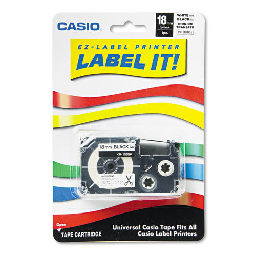 Label Printer Iron-On Transfer Tape, 0.75" x 26 ft, Black on White-(CSOXR118BKS)