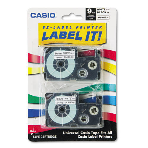Tape Cassettes for KL Label Makers, 0.37" x 26 ft, Black on White, 2/Pack-(CSOXR9WE2S)