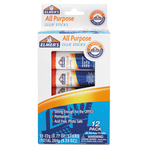 Disappearing Glue Stick, 0.77 oz, Applies White, Dries Clear, 12/Pack-(EPIE517)