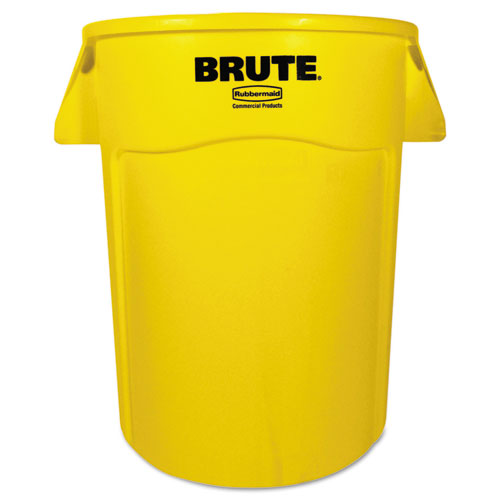 Vented Round Brute Container, 44 gal, Plastic, Yellow-(RCP264360YEL)