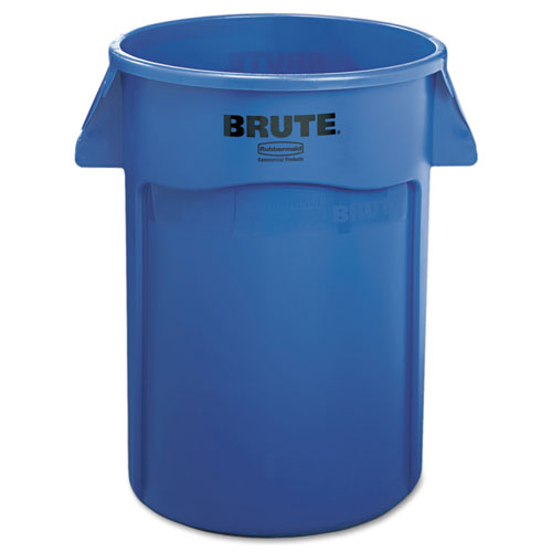 Vented Round Brute Container, 44 gal, Plastic, Blue-(RCP264360BE)