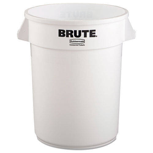Vented Round Brute Container, 32 gal, Plastic, White-(RCP2632WHI)
