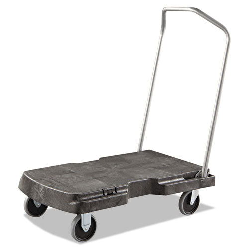 Triple Trolley Platform Truck with Angled-Loop Handle, 500 lb Capacity, 20.5 x 32.5 x 35, Black-(RCP4401BLA)