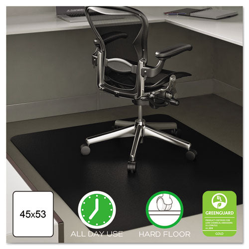 EconoMat All Day Use Chair Mat for Hard Floors, 45 x 53, Rectangular, Black-(DEFCM21242BLK)