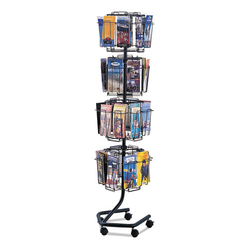 Wire Rotary Display Racks, 32 Compartments, 15w x 15d x 60h, Charcoal-(SAF4128CH)