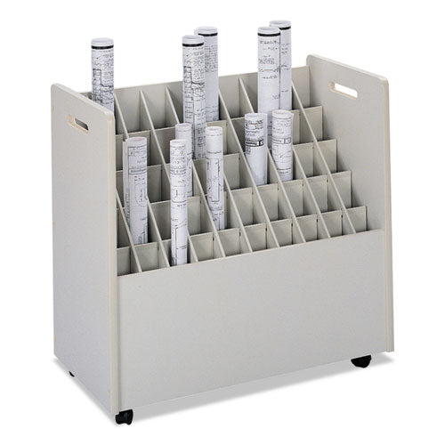 Laminate Mobile Roll Files, 50 Compartments, 30.25w x 15.75d x 29.25h, Putty-(SAF3083)