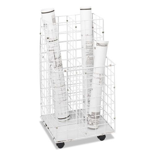 Wire Roll Files, 4 Compartments, 16.25w x 16.5d x 30.5h, White-(SAF3084)