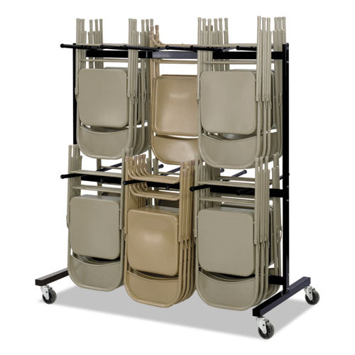 Two-Tier Chair Cart, Two-Sided 12-Section Hang-Hook Format, Metal, 64.5" x 33.5" x 70.25", Black-(SAF4199BL)