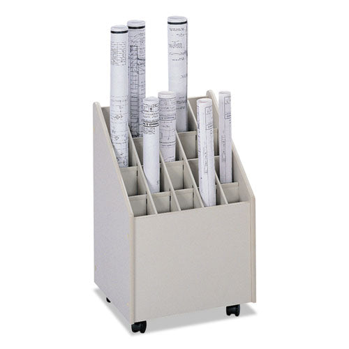 Laminate Mobile Roll Files, 20 Compartments, 15.25w x 13.25d x 23.25h, Putty-(SAF3082)