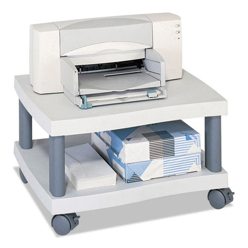 Wave Design Under-Desk Printer Stand, Plastic, 2 Shelves, 20" x 17.5" x 11.5", White/Charcoal Gray-(SAF1861GR)