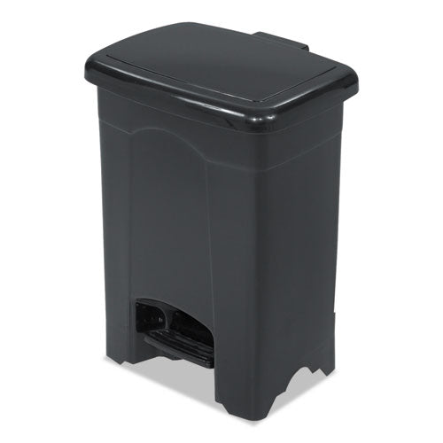 Plastic Step-On Receptacle, 4 gal, Plastic, Black-(SAF9710BL)