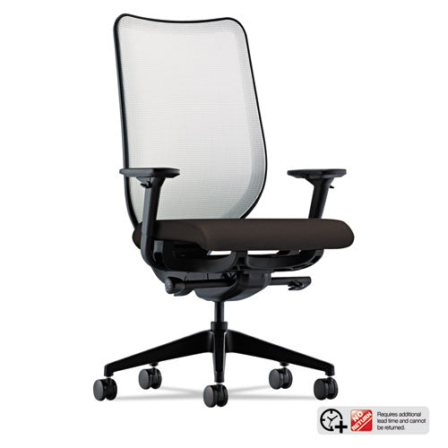 Nucleus Series Work Chair, ilira-Stretch M4 Back, Supports 300 lb, 17" to 21.5" Seat, Espresso Seat, Fog Back, Black Base-(HONN102CU49)