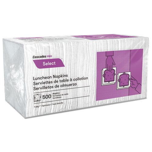 Select Luncheon Napkins, 1 Ply, 12 x 12, White, 500/Pack, 6,000/Carton-(CSDN020)