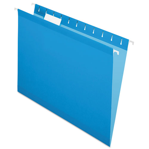 Colored Reinforced Hanging Folders, Letter Size, 1/5-Cut Tabs, Blue, 25/Box-(PFX415215BLU)