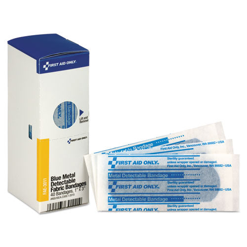 Refill for SmartCompliance General Cabinet, Blue Metal Detectable Bandages, 1 x 3, 40/Box-(FAOFAE3011)