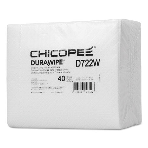 Durawipe Medium-Duty Industrial Wipers, 14.6" x 13.7, White, 40/Pack, 24 Packs/Carton-(CHID722W)