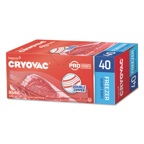 Cryovac One Quart Freezer Bag Dual Zipper, 1 qt, 2.5 mil, 7" x 7.94", Clear, 360/Carton-(DVO100946913)