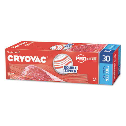 Cryovac One Gallon Freezer Bag Dual Zipper, 1 gal, 2.5 mil, 10.5" x 10.94", Clear, 270/Carton-(DVO100946912)