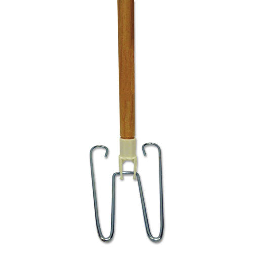 Wedge Dust Mop Head Frame/Lacquered Wood Handle, 0.94" dia x 48" Length, Natural-(BWK1492)
