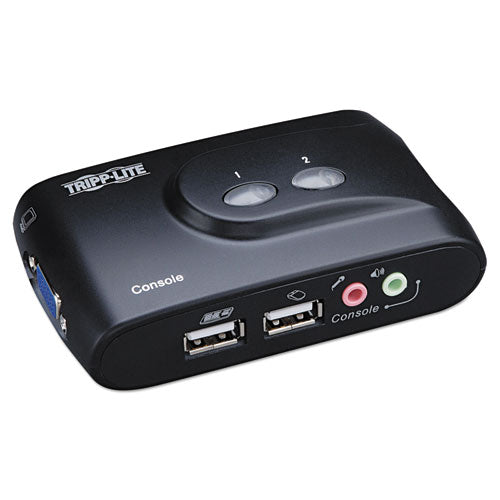 Compact USB KVM Switch with Audio and Cable, 2 Ports-(TRPB004VUA2KR)