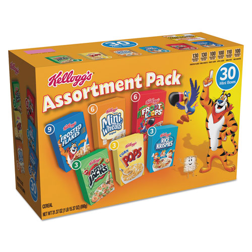 Breakfast Cereal Mini Boxes, Assorted, 2.39 oz Box, 30/Carton-(KEB14746)