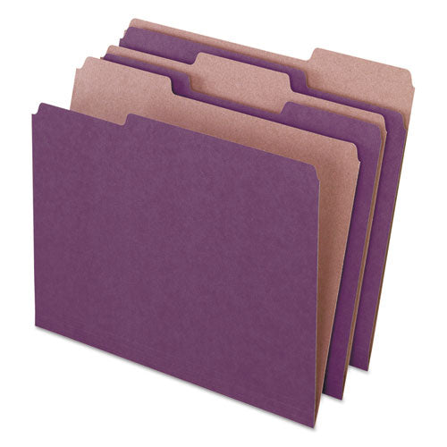 Earthwise by Pendaflex 100% Recycled Colored File Folders, 1/3-Cut Tabs: Assorted, Letter, 0.5" Expansion, Violet, 100/Box-(PFX04335)