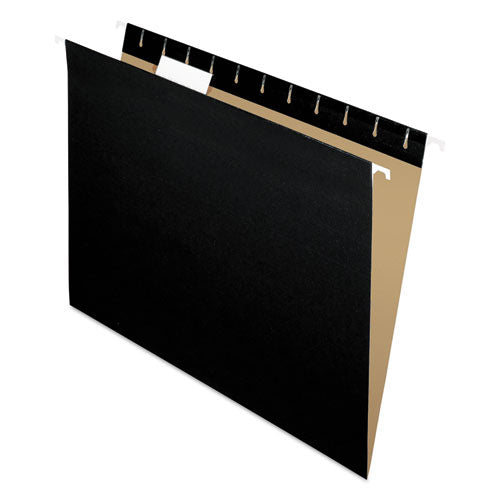 Colored Hanging Folders, Letter Size, 1/5-Cut Tabs, Black, 25/Box-(PFX81605)