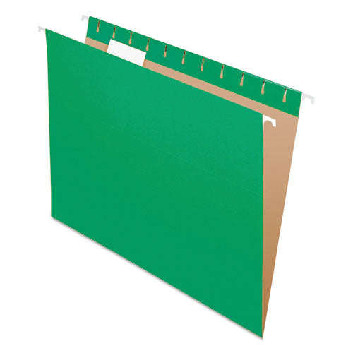 Colored Hanging Folders, Letter Size, 1/5-Cut Tabs, Bright Green, 25/Box-(PFX81610)
