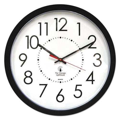 Electric Contemporary Clock, 14.5" Overall Diameter, Black Case, AC Powered-(ILC67801103)