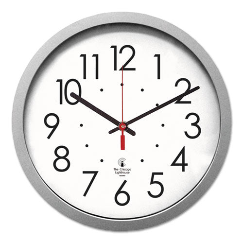 Silver Contemporary Clock, 14.5" Overall Diameter, Silver Case, 1 AA (sold separately)-(ILC67818003)
