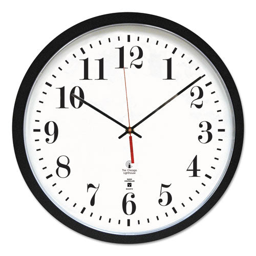 Black ATOMIC Contemporary Clock, 16.5" Overall Diameter, Black Case, 1 AA (sold separately)-(ILC67403302)