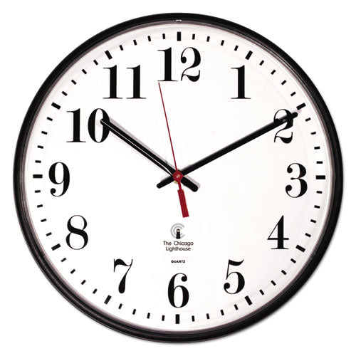 Quartz Slimline Clock, 12.75" Overall Diameter, Black Case, 1 AA (sold separately)-(ILC67300002)