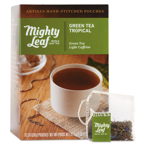 Whole Leaf Tea Pouches, Green Tea Tropical, 15/Box-(PEE510138)