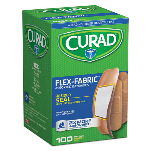 Flex Fabric Bandages, Assorted Sizes, 100/Box-(MIICUR0700RB)