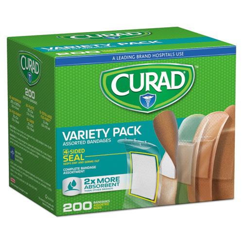 Variety Pack Assorted Bandages, 200/Box-(MIICUR0800RB)