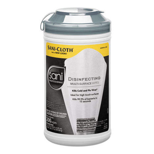 Disinfecting Multi-Surface Wipes, 7.5 x 5.38, White, 200/Canister, 6 Canisters/Carton-(NICP22884CT)