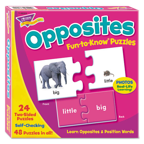Fun to Know Puzzles, Opposites, Ages 3 and Up, 24 Puzzles-(TEPT36004)