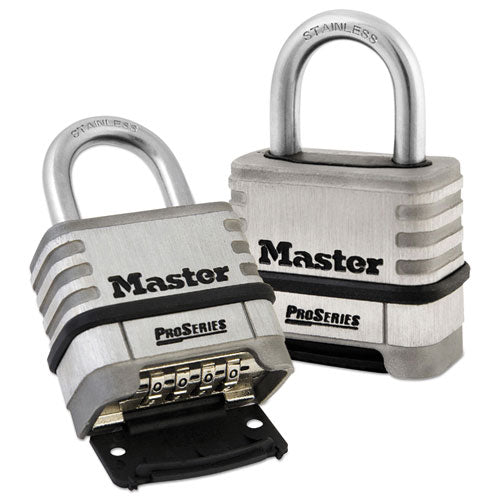 ProSeries Stainless Steel Easy-to-Set Combination Lock, Stainless Steel, 2.18" Wide-(MLK1174D)